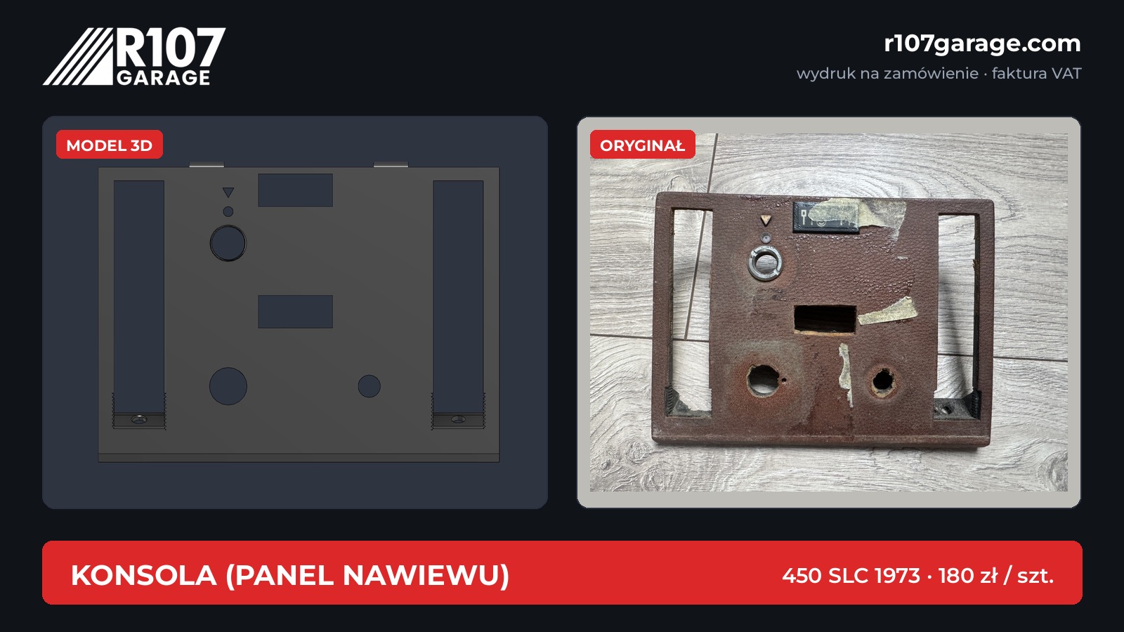 Konsola — panel nawiewu (450 SLC 1973)